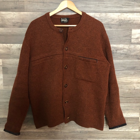 Vintage Austrian Wool Knit Cardigan Sweater Jacket Large - Picture 1 of 7